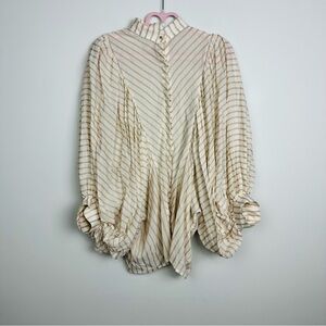 The Label Edition Striped Cream Oversized Sleeves Blouse Size Medium